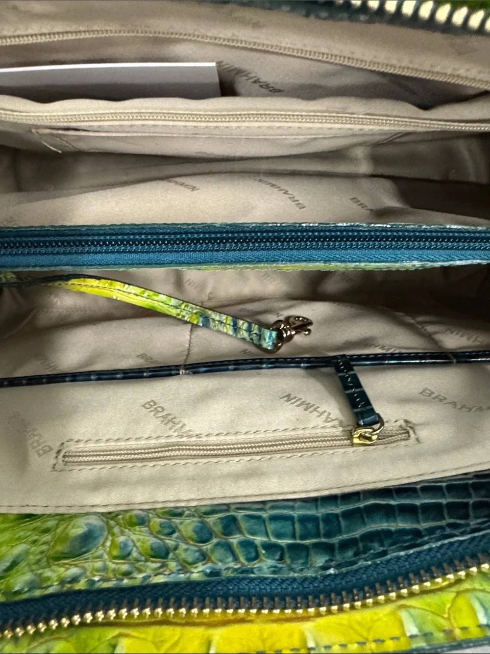 Green Ombre Croc-Embossed Tote Bag